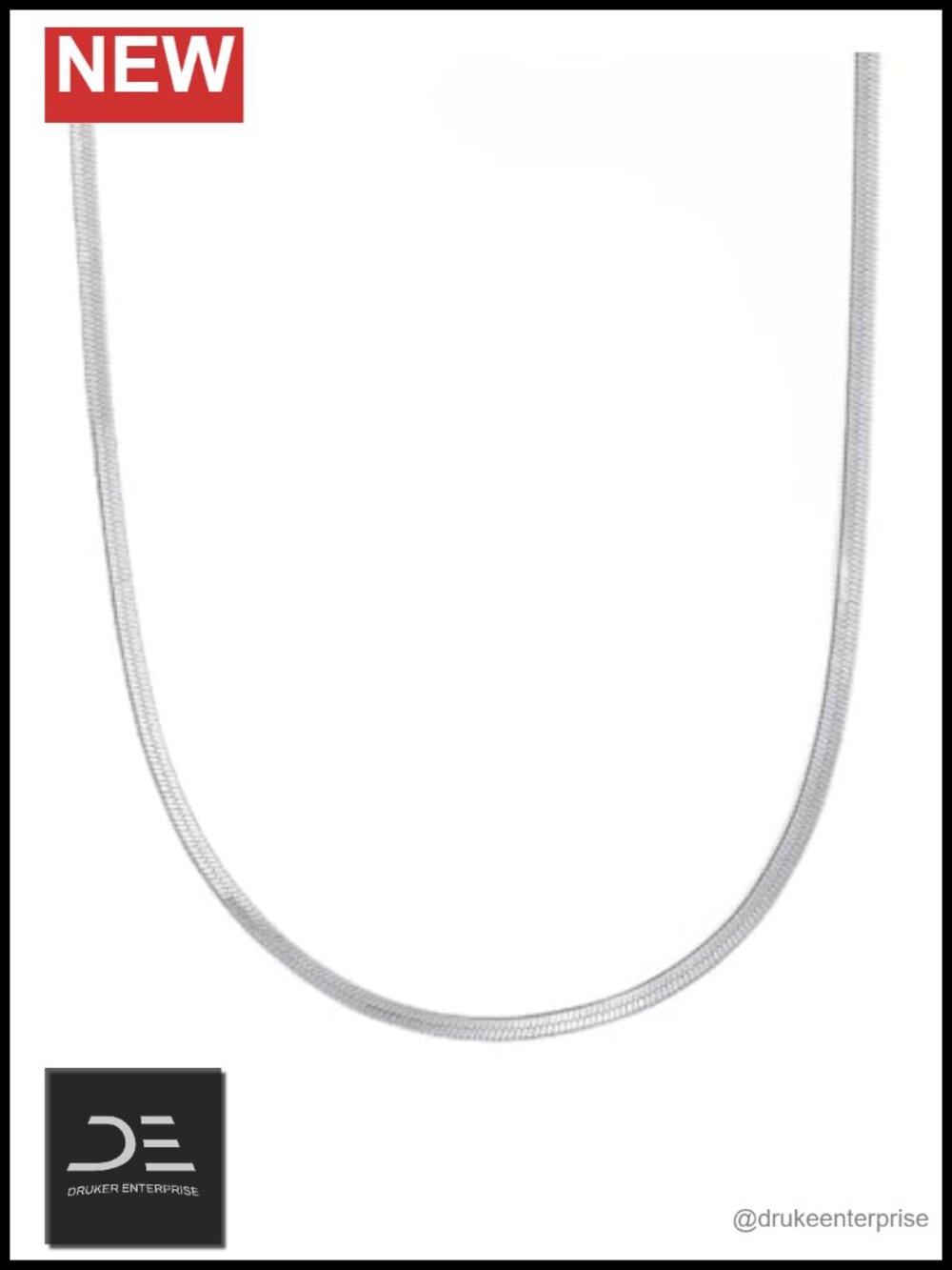 Elegant Herringbone Chain Necklace 16" 18k Gold Plated